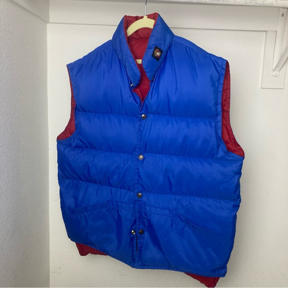 Vintage Stearns Reversible Blue & Red Puffer Goose Feather Vest